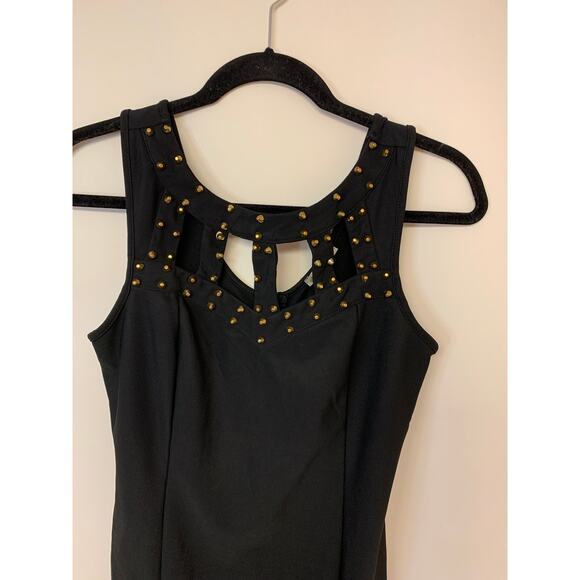 Charotte Russe Black Mini Bodycon Studded Edgy Disco Prom Party Sexy - Picture 2 of 7